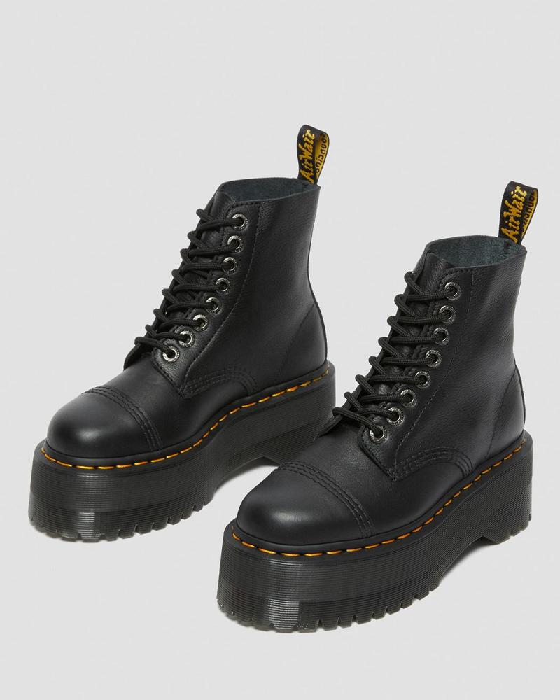 Dr Martens Sinclair Max Pisa Læder Platform Støvler Dame Sort | DK 256JPQ